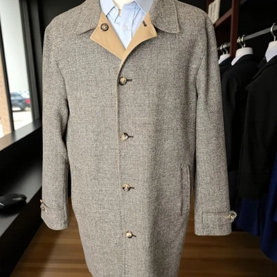 Abrigo Brooks Brothers Tweed 48L Gabardina Reversible Glen Plaid Foto 1 de 4