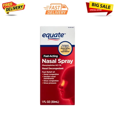 Spray nasal Equate Nasal Four, descongestionante nasal de acción rápida, 1 fl oz Foto 1 de 4