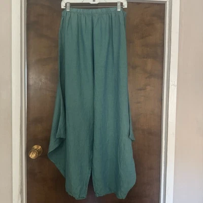Pantalones para mujer Bryn Walker de lino pierna ancha alas Lagenlook fluidos talla grande Foto 1 de 4