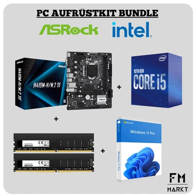 PC Bundle Aufrüstkit ASROCK H410M-H + INTEL i5 10400F + 16GB DDR4 RAM + WIN11 - Bild 1 von 2