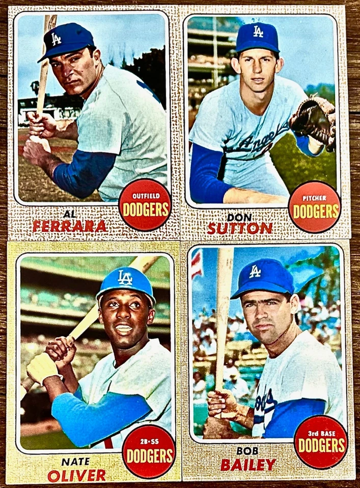 1968 Topps Los Angeles Dodgers, Al Ferrara Don Sutton Nate Oliver Bob Bailey - Imagem 1 de 2