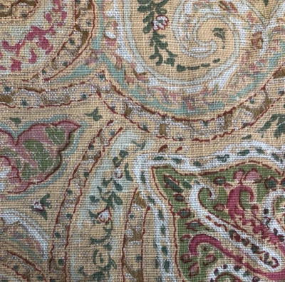 Paisley Linen Home Decor Fabric By the Yard Yellow Multi Colored - Image 1 of 4