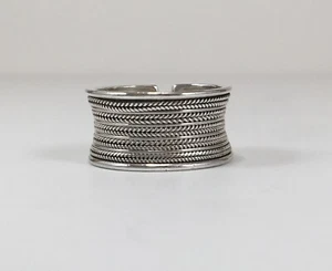 Konkaver Sterling Silber Ring mit Weizenmuster Design - Bild 1 von 7
