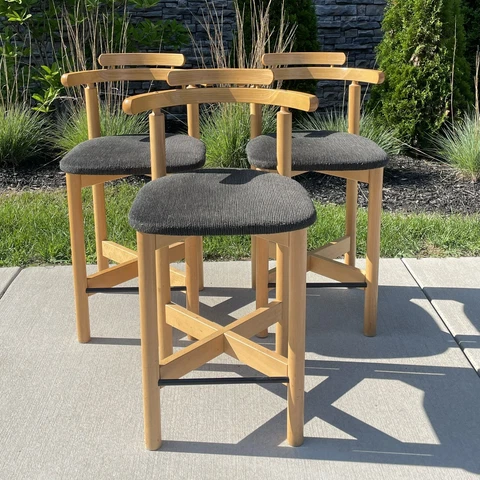 Three Mid Century Danish Modern Bar Counter Stools Gangso Mobler Made In Denmark Cover