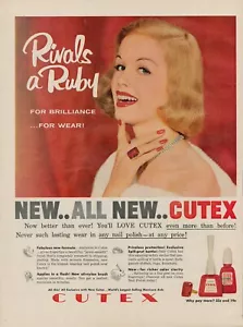 1957 Cutex Nagellack Rivals Ruby alle neu dauerhafte Gebrauchsspuren Flash Vintage Print Ad - Bild 1 von 8