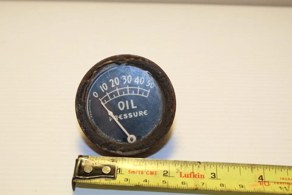 Vintage Teens - Manómetro de Presión de Aceite de los años 20 Rochester NY - Hot Rod / Rat Rod Foto 1 de 4