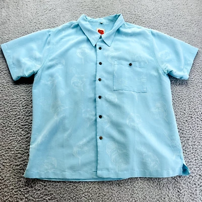 Banana Split XL Mens Tropical Hawaiian Embossed Shirt Swordfish Teal - Image 1 of 4
