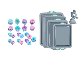 60 Pack Silicone Molds and 4 Pieces Silicone Baking Pans Set,Light Grey - Picture 1 of 13