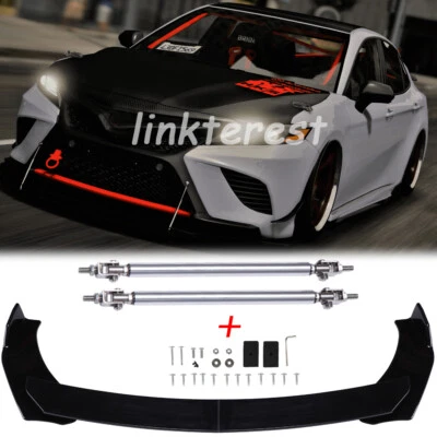 For Toyota Camry SE XSE Sedan Car Front Bumper Lip Splitter Strut Rods Glossy - Image 1 of 4