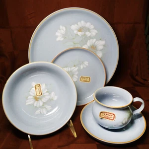 DENBY BLUE DAWN 5 Piece Place Setting with Soup NEW NEVER USED made in England - Picture 1 of 12