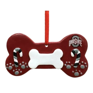 OHIO STATE BUCKEYES DOG BONE ORNAMENT 3" SPOT FOR NAME  - Picture 1 of 1
