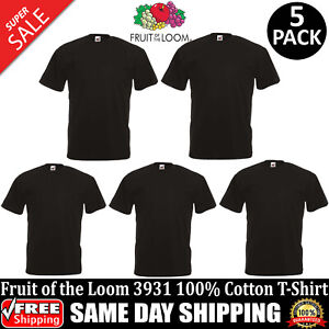 5 PACK OF FRUIT OF THE LOOM Adult HD Cotton T Shirt Blank T-Shirt 3931 S-6XL