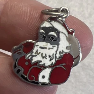Dije vintage Beau de plata esterlina esmalte de Papá Noel - Imagen 1 de 6