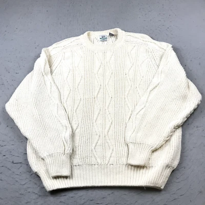 VINTAGE Fisherman Sweater Mens XL Beige 417 Van Heusen Oarsman Ramie Cotton 90s - Image 1 of 4