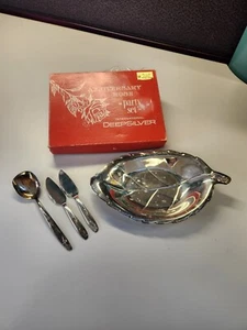 ANNIVERSARY ROSE “Party Set” International DEEPSILVER SERVING TRAY SPOON KNIVES - Picture 1 of 7