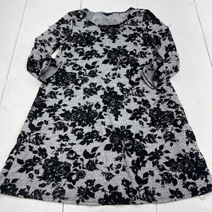 Apt 9 Gray & Black Floral 3/4 Sleeve Knit Sweater Dress Women’s Size Medium - Picture 1 of 8