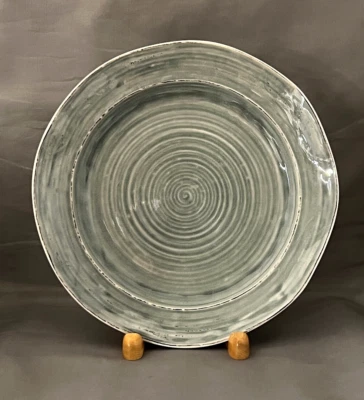 Pier 1 Imports "MIDORI" Stoneware / Crackle 10 1/2" Dinner Plate(s) Grey Gray - Image 1 of 3