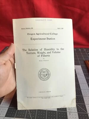 Antique 1924 Relation of Humidity To Texture Weight Volume Of Filberts Very Rare - Image 1 of 4