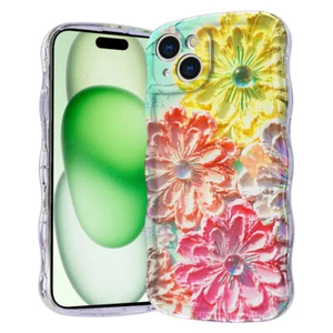 Lindo estuche floral ondulado a prueba de golpes magnético Mag Safe para iPhone 16 Pro Max/15 - Imagen 1 de 18