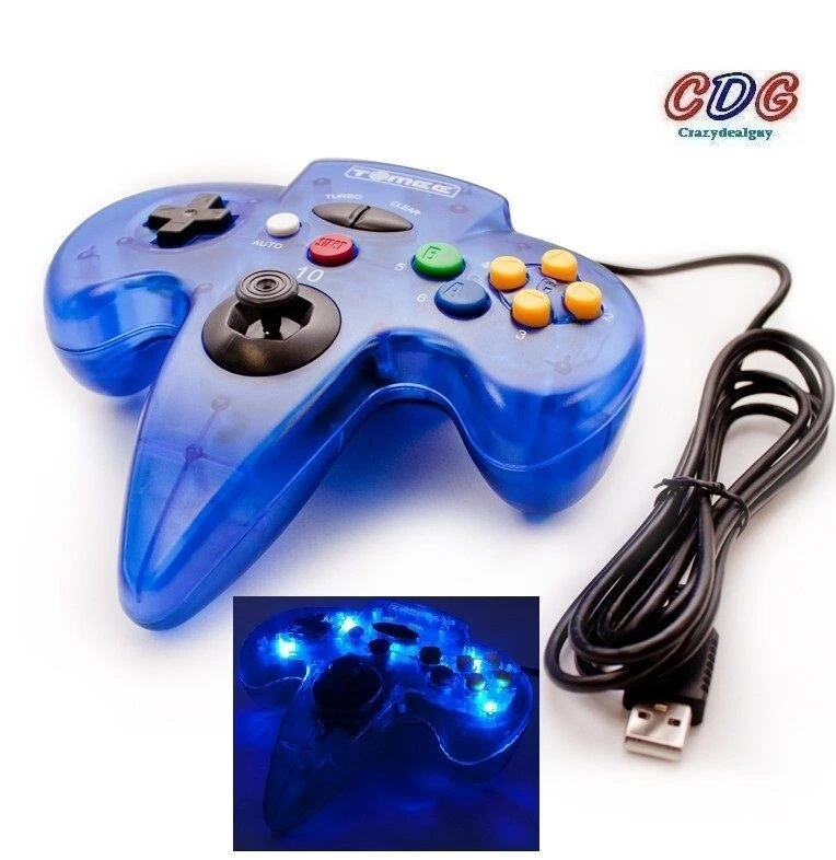 USB N64 Retro Design Clear Blue Moon Controller for PC - Image 1 of 1