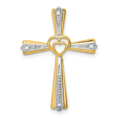 14K Yellow Gold with Rhodium Diamond Cross Pendant - Image 1 of 2