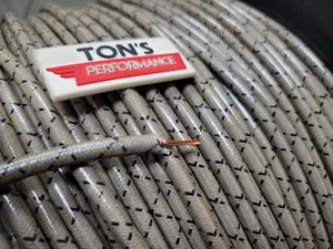 7mm COPPER CORE BRAIDED CLOTH Woven GRAY BLACK tracers SPARK PLUG WIRE by foot - Bild 1 von 2