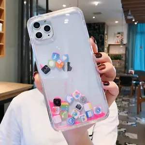 Liquid Glitter App Icons Quicksand Case Cover For iPhone 12 Pro Max and 11 Pro - Picture 1 of 6