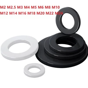 NYLON PLASTIC FLAT WASHERS M2-M24 FOR SCREWS PREMIUM FENDER WASHERS BLACK &WHITE - Picture 1 of 7