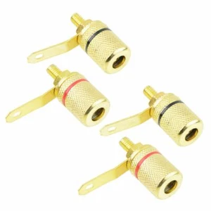 4 Pieces Red + Black Gold Plated 4mm Speaker Binding Post Socket Connector - Picture 1 of 1