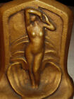 One Antique Cast Iron Nude Lady Bust Art Deco Statue Sculpture Bookend Doorstop