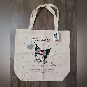 NEW Sanrio Surprise Kuromi Canvas Tote Shoulder Hand Bag Large Capacity Kawaii - Picture 1 of 15