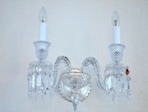 Luxury Design Wall Sconce Clear Crystal Two Shades Wall Lamp Light Home Decor - Picture 1 of 3