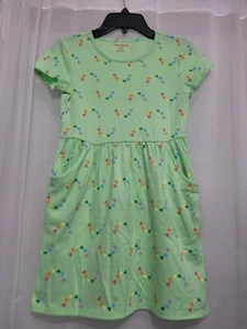 Cat & Jack Girls St. Patrick's Day Dress M (8) Green Rainbow Clover Short Sleeve - Picture 1 of 13