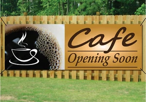CAFE OPENING SOON SIGN PVC Printed BANNER OUTDOOR SIGN PVC with Eyelets BB013 - Picture 1 of 1