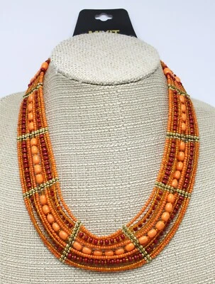 Collar de oro con cuentas de semillas de vidrio naranja de MIXIT $24 etiquetas N2647 naranja Foto 1 de 2