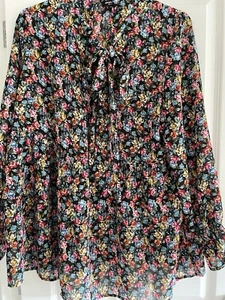 Pretty Simply Be Tie Neck Floral Lightweight Blouse Size 22 - Picture 1 of 7