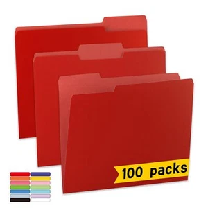 100 Packs Two Tone Color File FoldersRed File Folders Letter Size1/3-Cut Tabs... - Picture 1 of 6