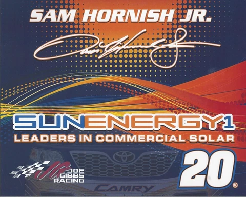 2014 SAM HORNISH JR "SUN ENERGY1" #20 NASCAR NATIONWIDE SERIES B/B POSTCARD Cover
