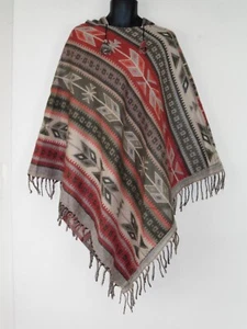 Wild West Cowboy Poncho V-Shape Hooded Fair Trade Festival Soft Snug Acrylic - Picture 1 of 4