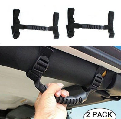 2PCS Black Top Roll Bar Grab Handles Grip Handle For Jeep Wrangler YJ TJ JK JK - Image 1 of 4