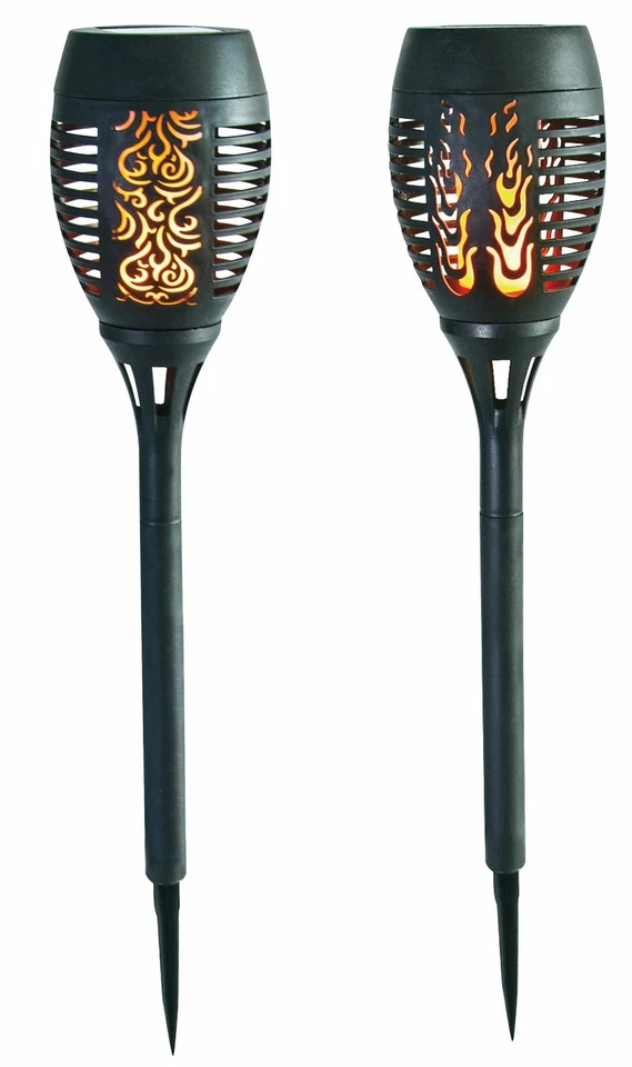 Solar Gartenfackel Rattanoptik Gartenlampe Gartenlaterne Solarleuchte Solarlampe - Bild 1 von 1