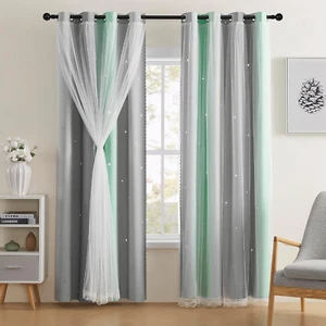 Blackout Curtains for Kids Room, Unicorn & Rainbow Design, 52x63 Inch Panel - Picture 1 of 9