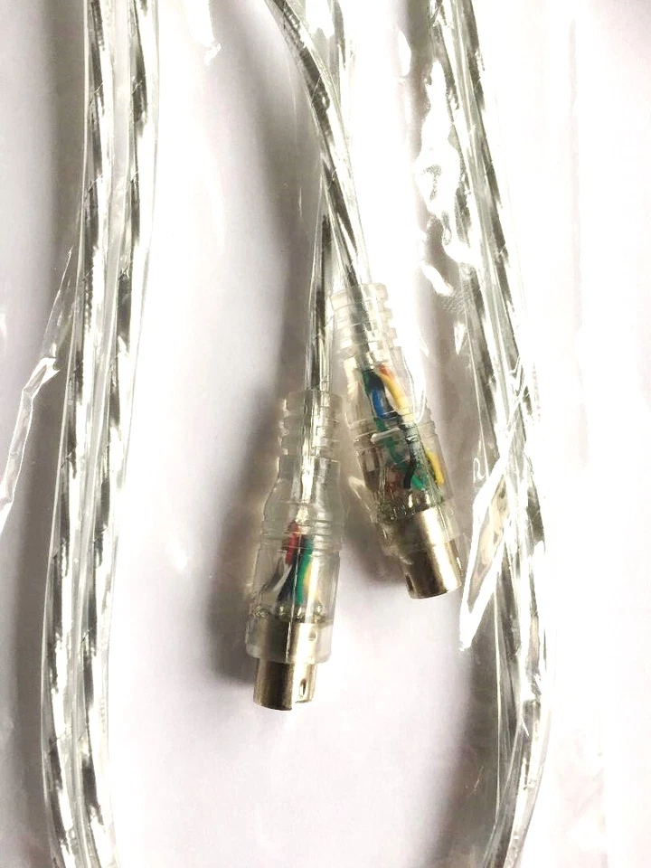 NEW PS/2 1.8M 6FT 60" MALE TO MALE CABLE FOR MOUSE WITH GREEN LIGHT-UP PLUGS - Image 1 of 1