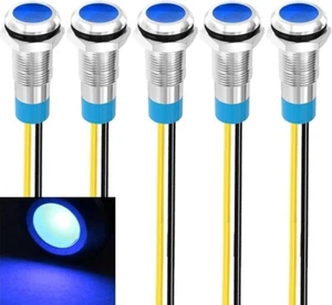 LED Metal Indicator Light 110V-220VAC Waterproof Signal 8mm Lamp (Blue)-  5 pcs - Picture 1 of 6