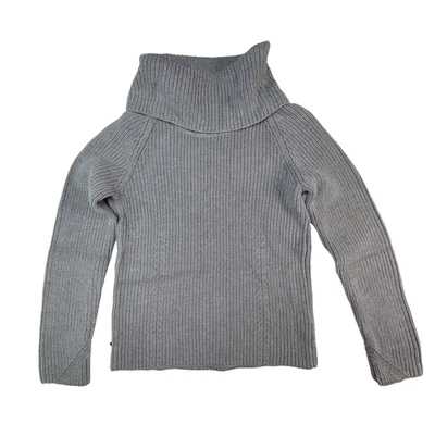 Suéter Ralph Lauren Mujer M Gris Grueso Acanalado Tejido Algodón Cuello Alto  Foto 1 de 4