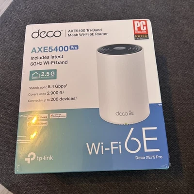 TP-Link Deco Xe75 Pro Axe5400 Tri-Band Mesh Wi-Fi 6E System, NEW SEALED - Image 1 of 4