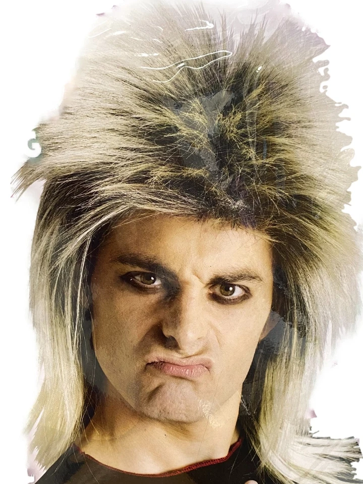 Peluca Rockin rubia años 80 Fun World para hombre Foto 1 de 1