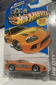 Fast and Furious Toyota Supra Hot Wheels Orange Paul Walker 2013 Damaged Card - Picture 1 of 5