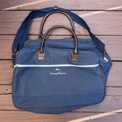 Tommy Bahama Bolso de Lona Azul Blanco Gimnasio Viaje Fin de Semana Foto 1 de 4