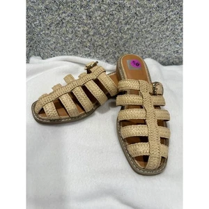 Dolce Vita Raffia Fischer Sandalen - Weiden Riemchen Schnalle Pantoletten Größe 8,5 - Bild 1 von 4